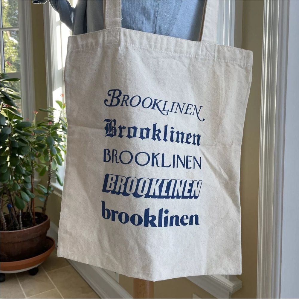 Brooklinen reusable tote book beach bag cotton Canvas 14.5” x 16” Off white tan